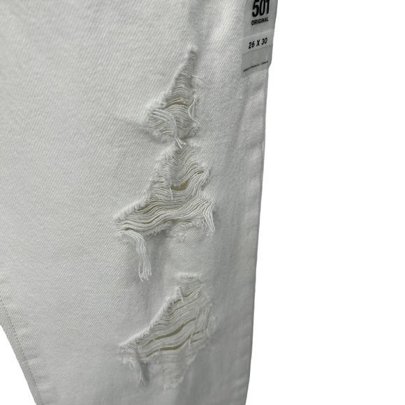 Levi’s Button-fly NWT High Rise Distressed Raw Bottom Hem White Cotton 29 - Picture 5 of 9